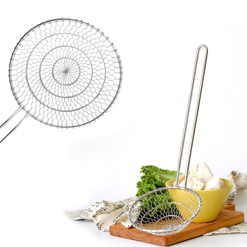 KEISSCO Hicook Stainless Steel Kitchen Spider Strainer Skimmer Ladle Food Dumpling Noodle Strainer for Pasta Spaghetti Noodles and Frying, 7 inches - Image 5